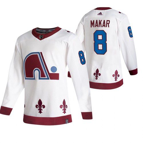 Men Colorado Avalanche 8 Makar White NHL 2021 Reverse Retro jersey